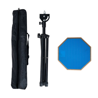 Mute Drum Practice Pad Set Blue with Adjustable Stand Portable Bag Noise Reduction Realistic Rebound for Beginner Drummer Rehearsal