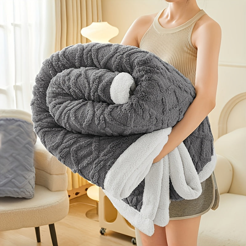 Thickened Throw Blanket, Soft, Cozy Geometric Pattern, Lightweight & Durable for Office Naps, Sofa, Dorms, Gift - 300-350GSM, Machine Washable, Perfect for All Seasons, Local Warehouse