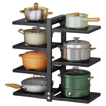 Large capacity independent pot rack cookware rack, baking utensil tray, flat cookware and utensil storage rack, fruit and vegetable rack, space saving floor standing sink shelf, black double-sided 3-layer+4-layer pot rack, high-quality materials - sturdy