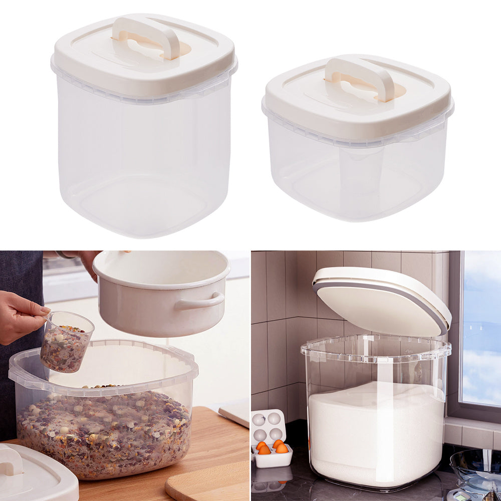 5-10KG Airtight Food Storage Container with Lid and Measuring Cup Plastic Portable Cereal Container for Kitchen, Storage Bin for Rice Beans, Flour, Pet Food