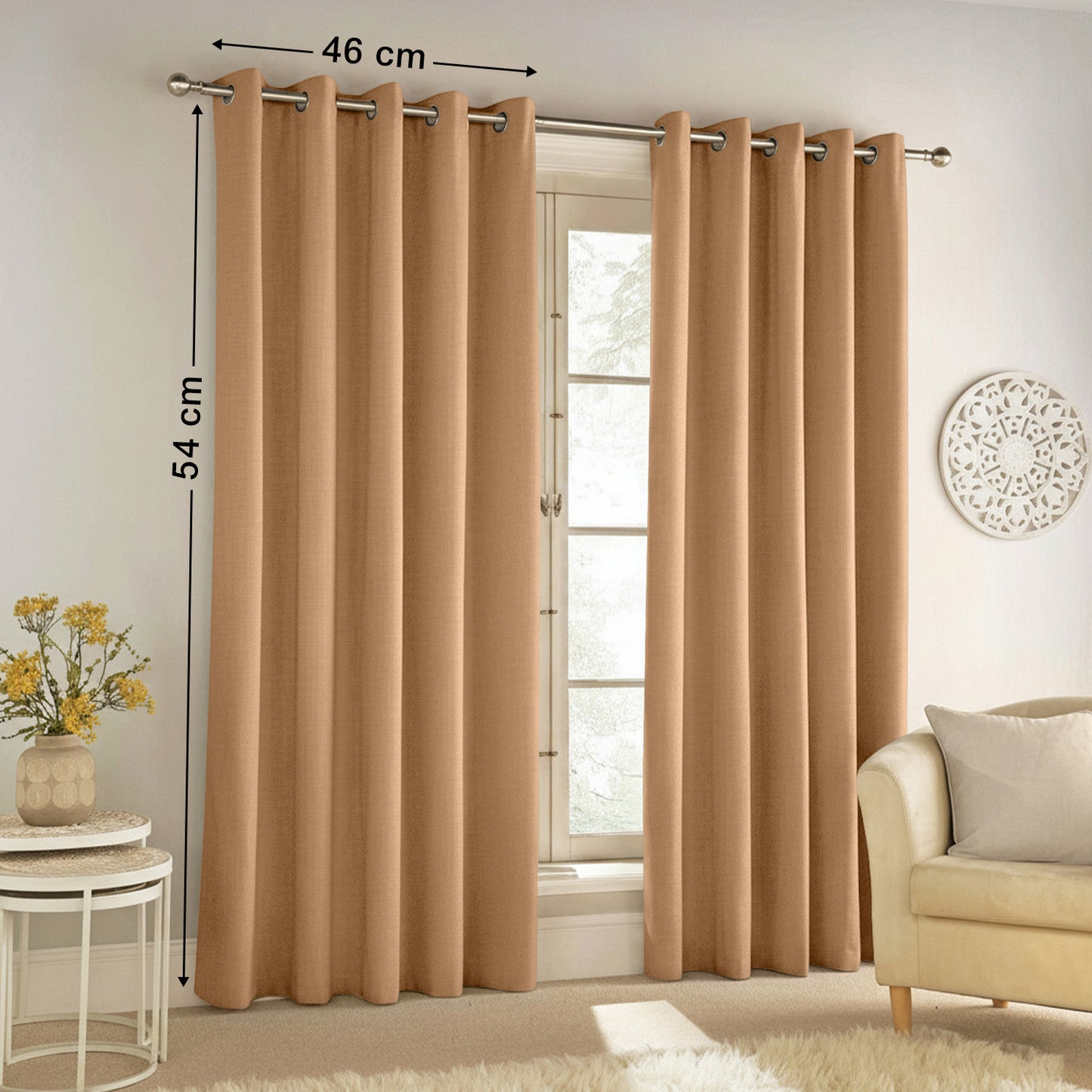 2pcs Full Blackout Eyelet Curtains – Thermal Insulated & Soundproof Drapes, Energy-Saving, Noise Reducing, perfect for Bedroom, Living Room & Home Decoration, Includes Matching Ties