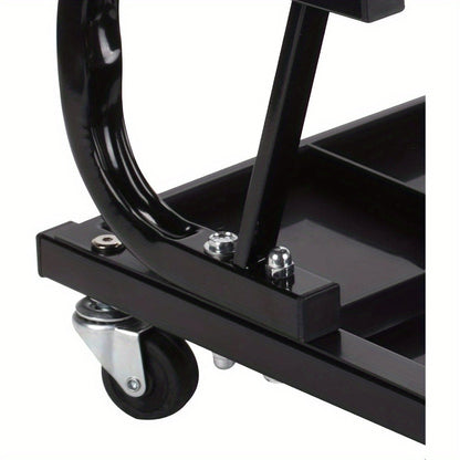 Rolling Mechanic Stool 100kg Heavy Duty Workshop Seat with Tool Tray 4 Swivel Castors High-Density Foam Pad Powder-Coated Steel Frame for Garage Workshop 37.5x36x38.5cm