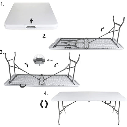 6ft Folding Trestle Table Heavy Duty Trestle Picnic Garden Table Outdoor Indoor Wedding Desk Portable