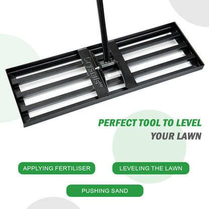 Lawn Leveling Rake, 30"x10" Level LawnTool, Heavy Duty Effort Saving Lawn Level Tool, Stainless Steel Handle Lawn Leveler for Yard Garden Golf Course, Ease Level Soil Sand Dirt Surfaces