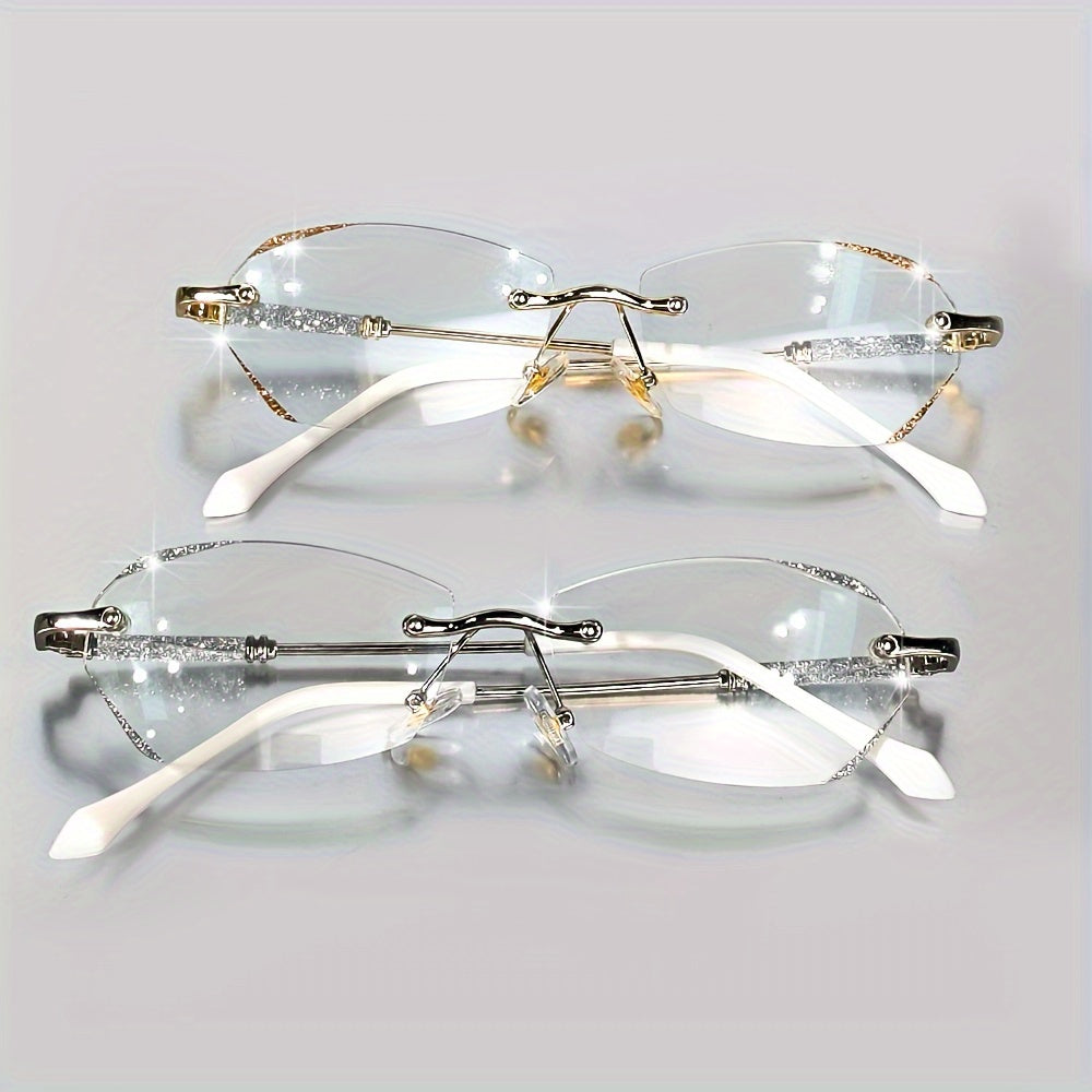 Set of 2 Stylish Rimless Reading Glasses/Sparkling Fashion Eyewear for Both Men And Women/Available in Strengths from +1.0 to +3.5