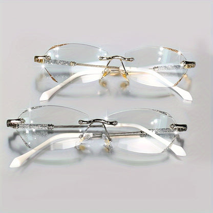 Set of 2 Stylish Rimless Reading Glasses/Sparkling Fashion Eyewear for Both Men And Women/Available in Strengths from +1.0 to +3.5