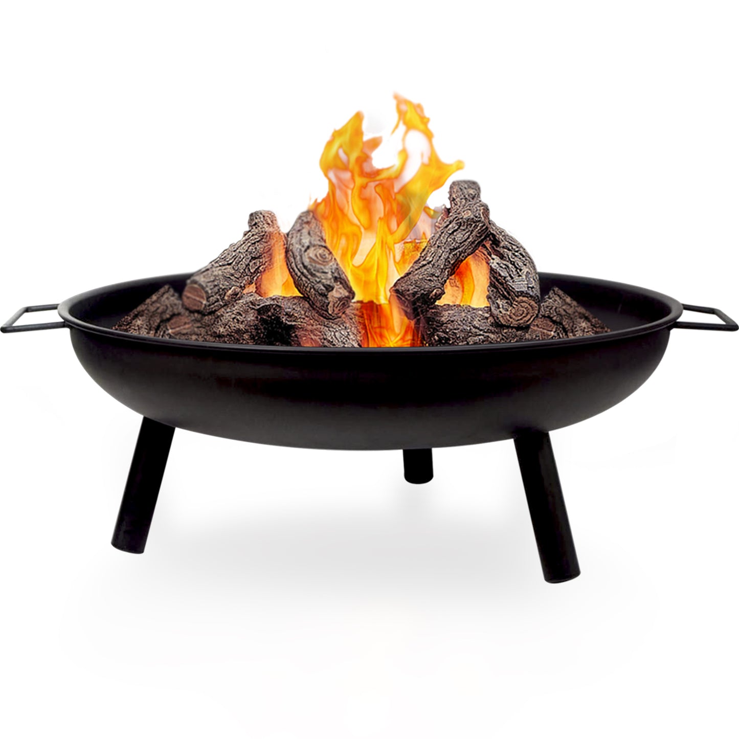 Outdoor Fire Pit, Steel Fire Bowl for BBQ Camping Picnic, Garden Patio Heater Charcoal Log Wood Burner, 58 cm - Matt Black, Camping Stove