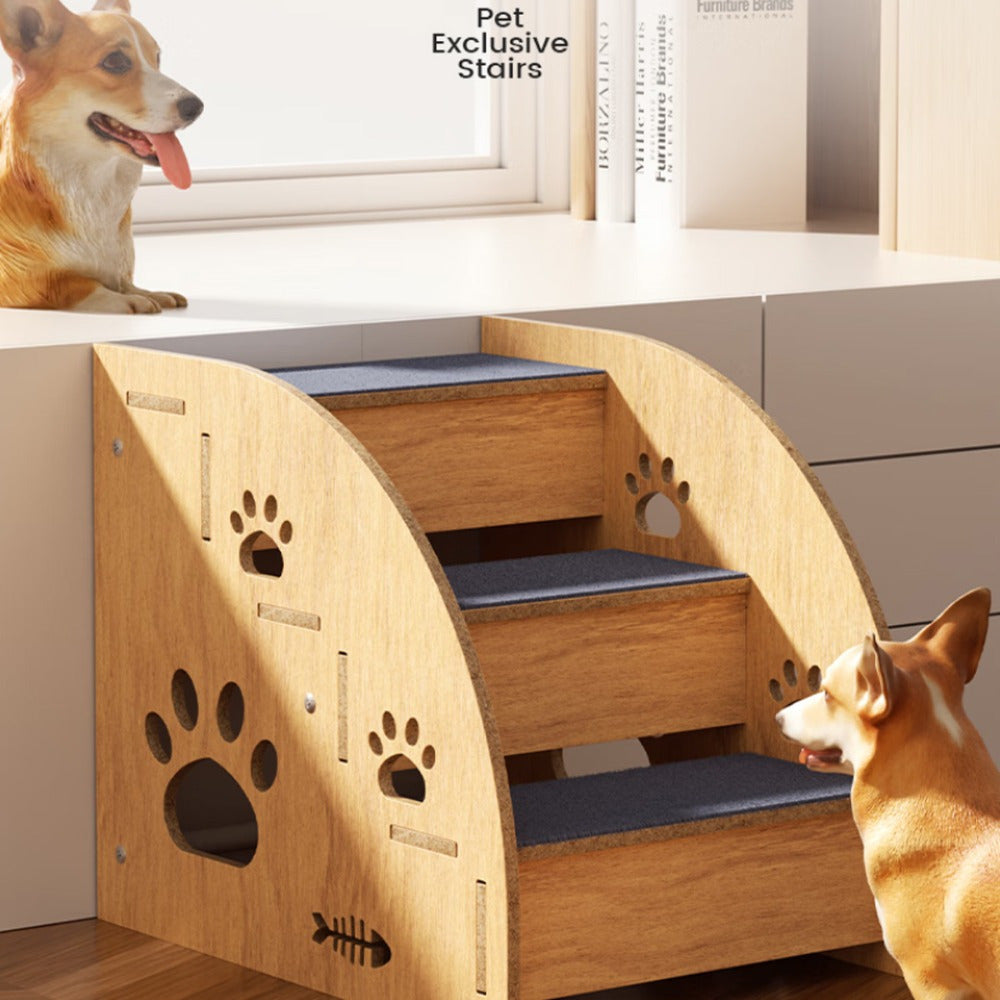 Dog stairs for small dogs, two or three step dog stairs for bed or sofa, wooden pet stairs for small pets, suitable for puppies, old cats and small animals
