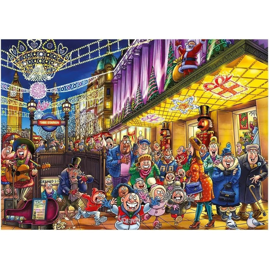 Wasgij Christmas 20, Spirits of Christmas - 2 x 1000 Piece Puzzles - Festive Fun Set of 2 Adults Jigsaw Puzzles - 100% Recycled Cardboard - 2 in 1, 1000pc Puzzle Set with Box Image Puzzle - Jumbo
