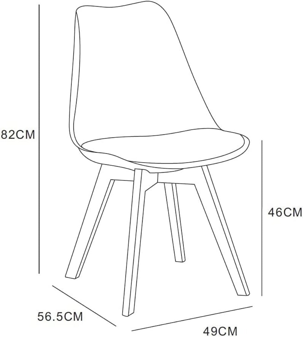 Set of 2 Retro Dining Chairs with Wooden Legs & Cushion Pad – Ergonomic Curved Backrest, Faux Leather Seat, 10 Colours, 120kg Capacity for Home, Office & Lounge
