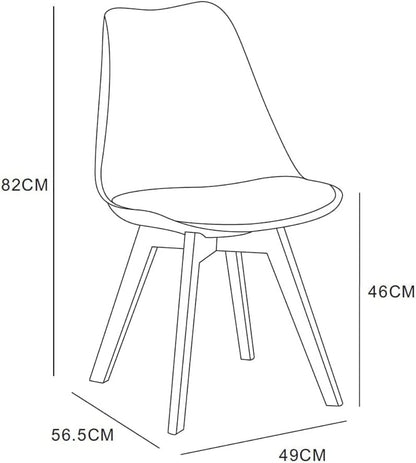 Set of 2 Retro Dining Chairs with Wooden Legs & Cushion Pad – Ergonomic Curved Backrest, Faux Leather Seat, 10 Colours, 120kg Capacity for Home, Office & Lounge