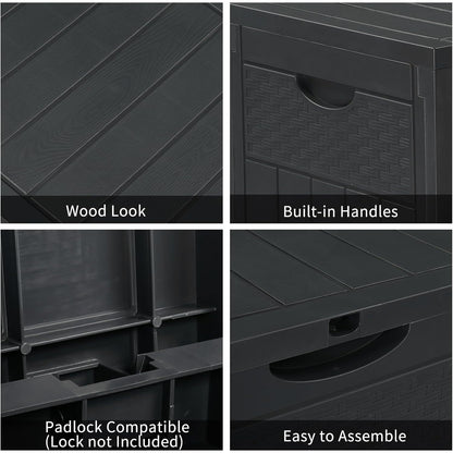 Garden Storage Box 126L, Waterproof Parcel Box Outdoor with Lid, Plastic Storage for Deliveries, Patio Cushions, Garden Tools