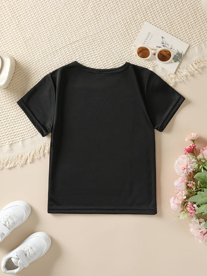 Summer Fashion Girls' Short Sleeve "I Love My Dad This Much" Letter Print Casual Top NYDX5737