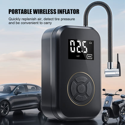 Tire Inflator Portable Air Compressor, Rechargeable Air Pump for Car Tires, Electric Bicycle Tire Air Pump with Digital Pressure Gauge for Motorcycle, Car, Ball Car, Bicycle