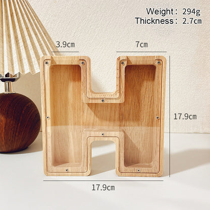 1 unique 18cm*18cm wooden letter jar - 26 creative A-Z letter storage containers, transparent design, birthday gift idea, home decoration, best friend gift, and functional holiday present.