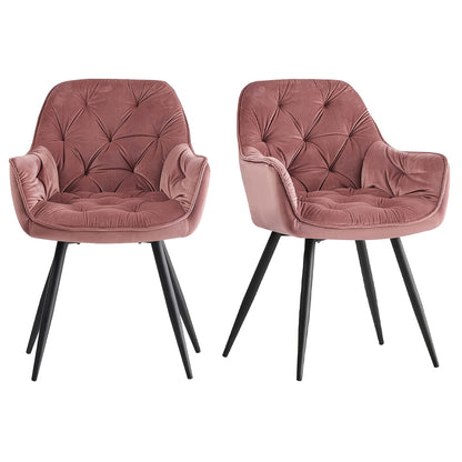 Dining Chairs with Velvet Thick Padded Upholstered Kitchen Tub Chair Armchair with Backrest Metal Legs Living Room Reception Leisure Chairs for Bedroom Lounge Office