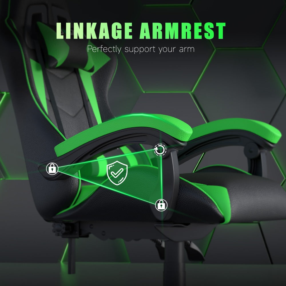 High-Back Gaming Chair with Lumbar Cushion & Headrest – Height Adjustable 90°-155° Reclining Office Computer Chair for Adults 130kg Capacity 10 Colours