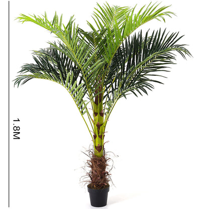 Large 180cm Artificial Plants Areca Palm Fake Tropical Tree Faux Plants for Indoors and Outdoors Artificial Foliage and Plastic Pot for Party Office Home House Decorations