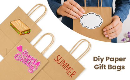 100-Pack Kraft Paper Bags with Handles – Ideal for Gift Wrapping, Parties, Holiday Celebrations & Retail Use