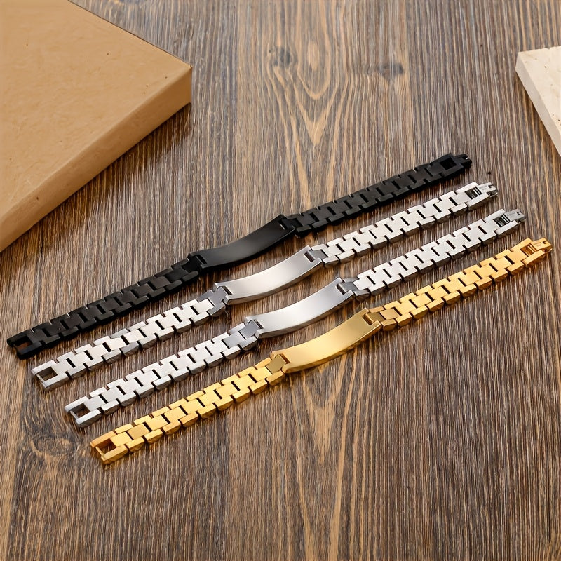 Customized Bar Bracelet - Name Engraving - Personalized Pendant Chain - Hand Jewelry Gift for Women and Men