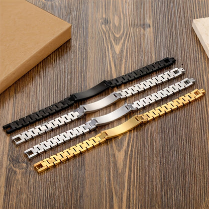 Customized Bar Bracelet - Name Engraving - Personalized Pendant Chain - Hand Jewelry Gift for Women and Men