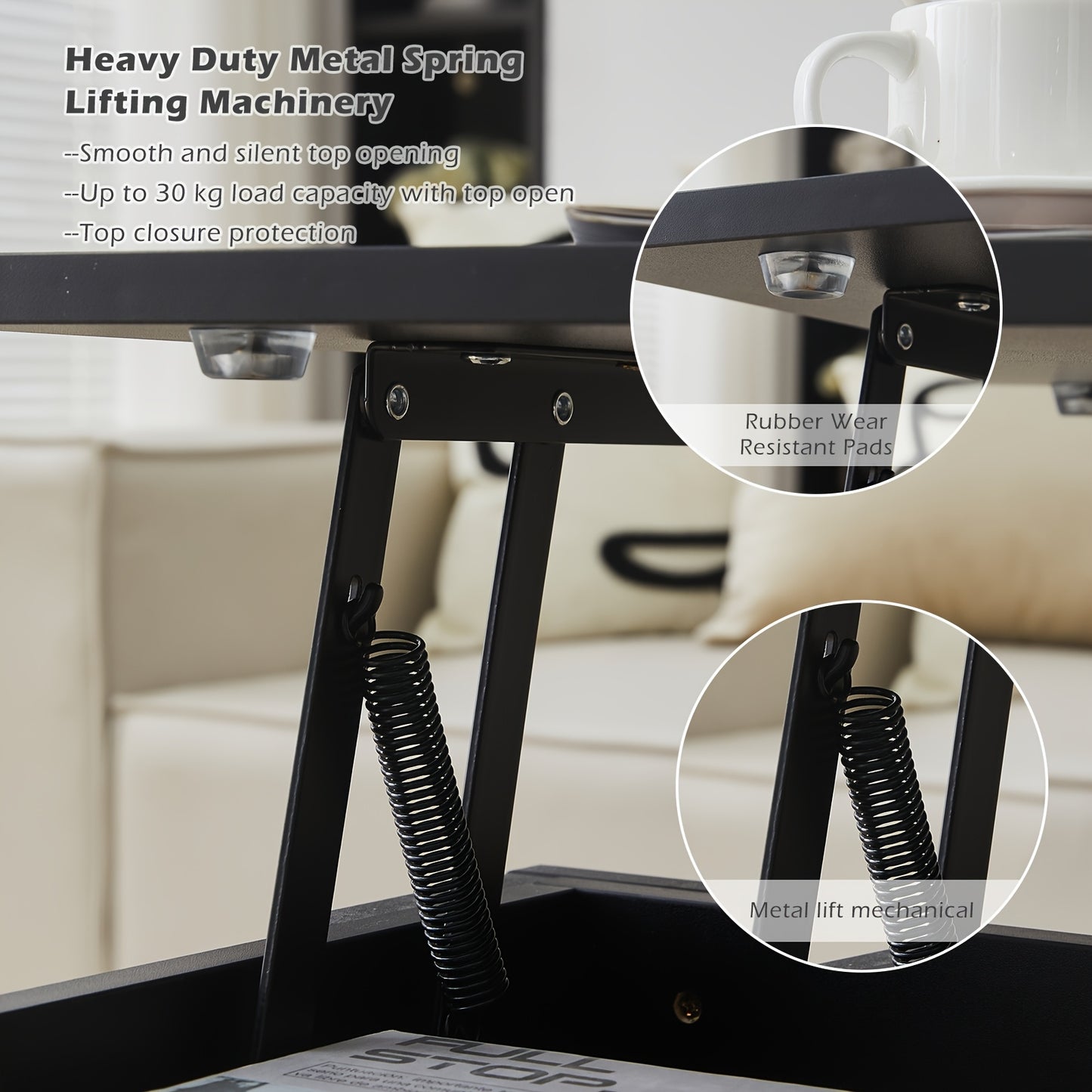 Coffee Table with a Lift-Top Design Featuring Storage, a Wooden Center Table for The Living Room with a Concealed Compartment, And a Contemporary Side Table Suitable for Both The Living Room And Bedroom