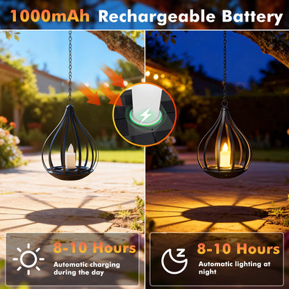 2-In-1 Solar Lantern, Solar Pendant Light, Teardrop-Shaped Candle-Style Lamp with LED Flickering Effect, Ideal for Dining Tables, Gardens, Lawns, And Outdoor Party Decorations, 1/2/4pcs