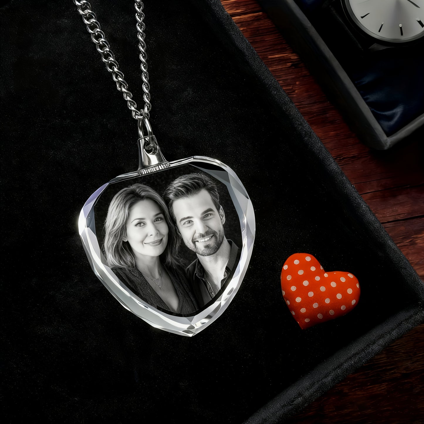 Custom Photo Pendant Necklace - Personalized Image Necklaces with Laser Engraved Picture - Synthetic Stone Fashionable Pendant - Unique Memorial Gift for Family, Love, Thanksgiving, Christmas, Spring Festival