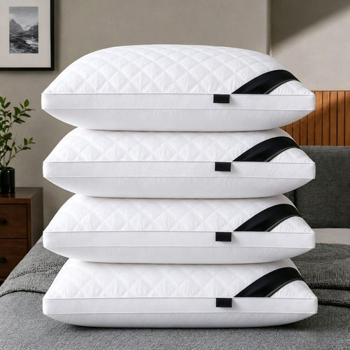 4PCS 5-Star Hotel Quality Pillows Premium Non-Collapsible Pillow Core Soft Breathable Machine Washable All-Season for Home Bedroom Daily Rest Improved Sleep Quality