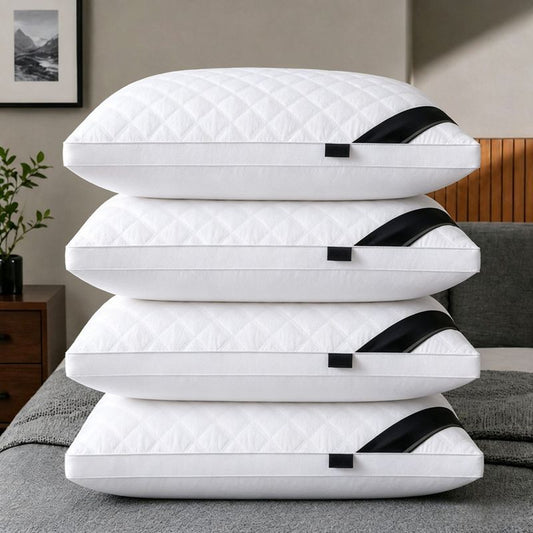 4PCS 5-Star Hotel Quality Pillows Premium Non-Collapsible Pillow Core Soft Breathable Machine Washable All-Season for Home Bedroom Daily Rest Improved Sleep Quality