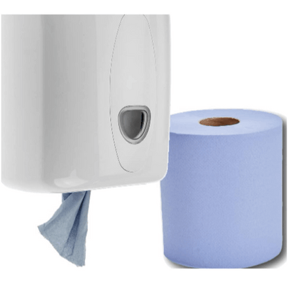 Centrefeed Wall Dispenser with One Durable Blue Centrefeed Roll – Easy, Hygienic Dispensing Solution