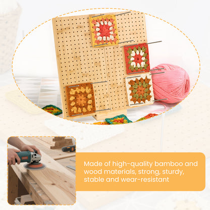 1set Bamboo Wooden Board For Knitting Crochet And Granny Squares Blocking Board For Knitting And Crochet Projects Handcrafted Knitting Stainless Steel Pins 13 Inches 33x33cm