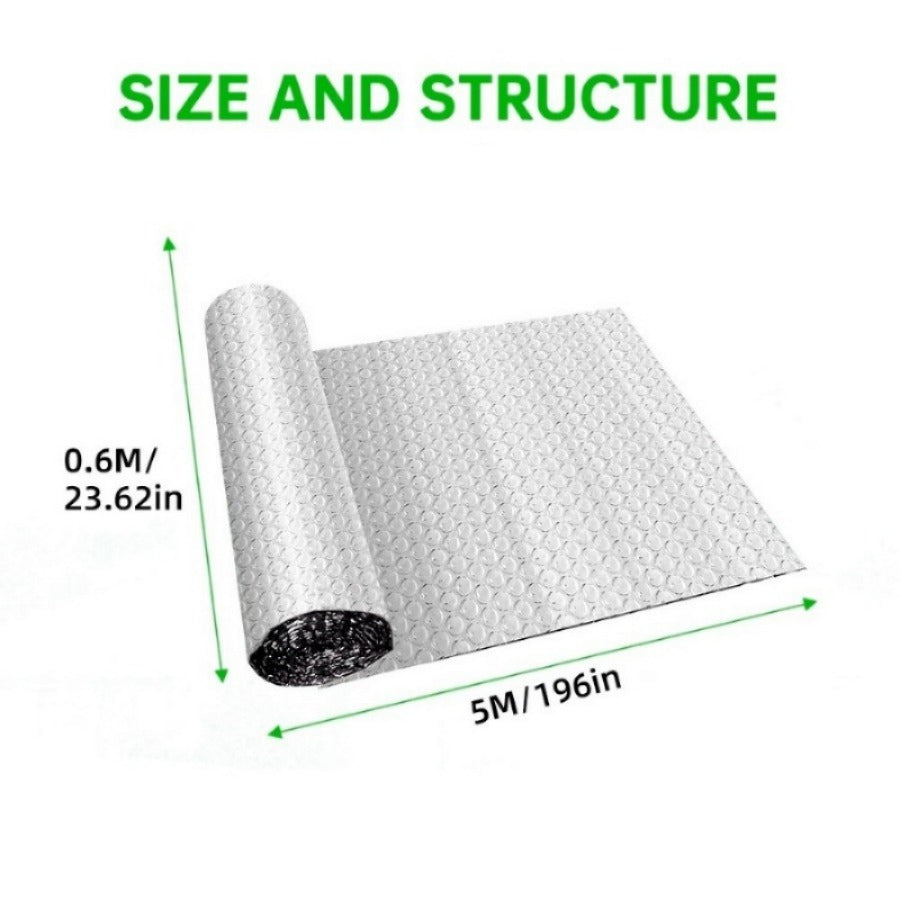 (Includes 6 double-sided tapes)5Mx 60CM Foil Roll Bubble Radiator Insulation Heat Energy Saver Reflective Rooms