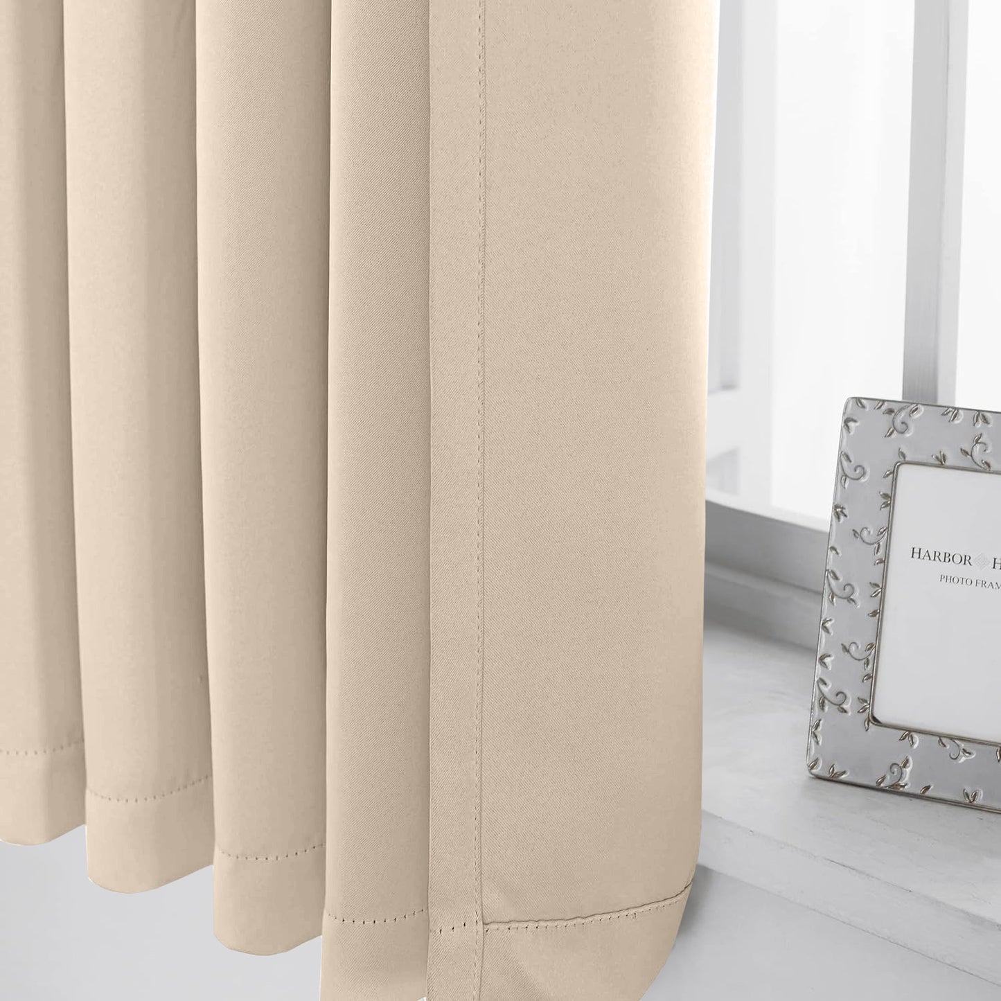 2pcs Premium Blackout Pencil Pleat Curtains – Heavy Duty Thermal Insulated Window Drapes with Matching Ties, Noise Reducing, Energy Saving & UV Blocking, Perfect for Bedroom & Living Room