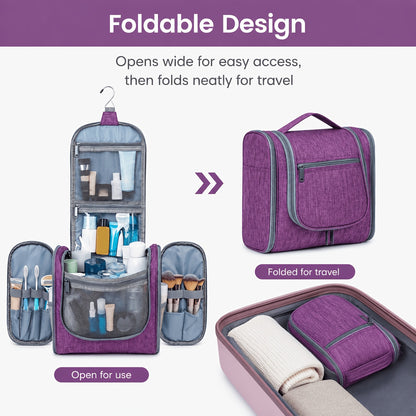 Large Hanging Travel Toiletry Bag Makeup Organizer Bag for Women Travel And Home Cosmetic Bag with PVC Compartment And Metal Hook Fashion Design - Perfect for Travel Daily Use Valentine'S Day Gifts