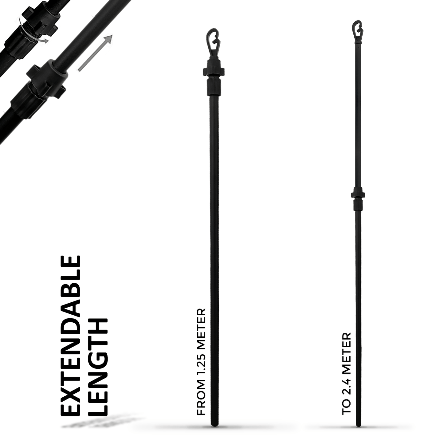 Telescopic Washing Line Prop Pole Clothesline Heavy Duty Garden Dry Clothes Drying Airer Support Clothes Line Pole Galvanised Laundry Outdoor Washing Line Poles Extendable 1.2 to 2.4M, Clotheslines