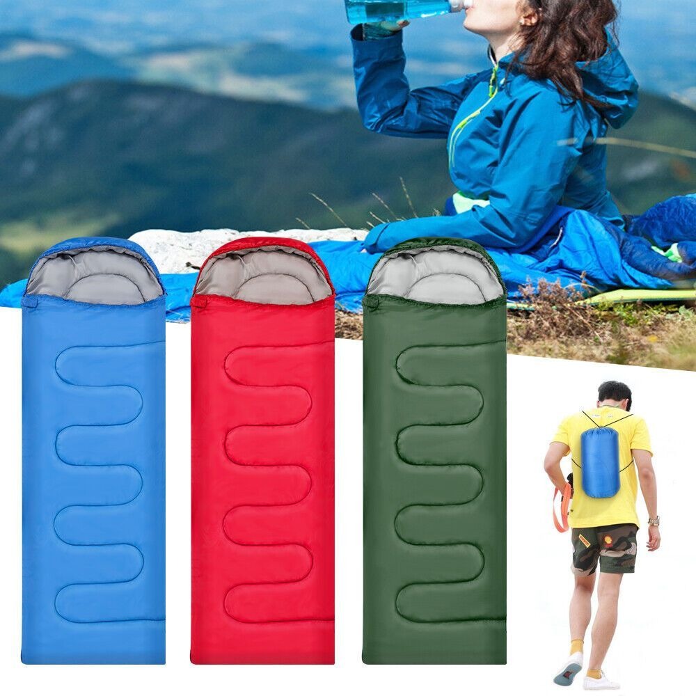 SINGLE SLEEPING BAGS CAMPING RECTANGULAR ENVELOPE ZIP UP ADULT