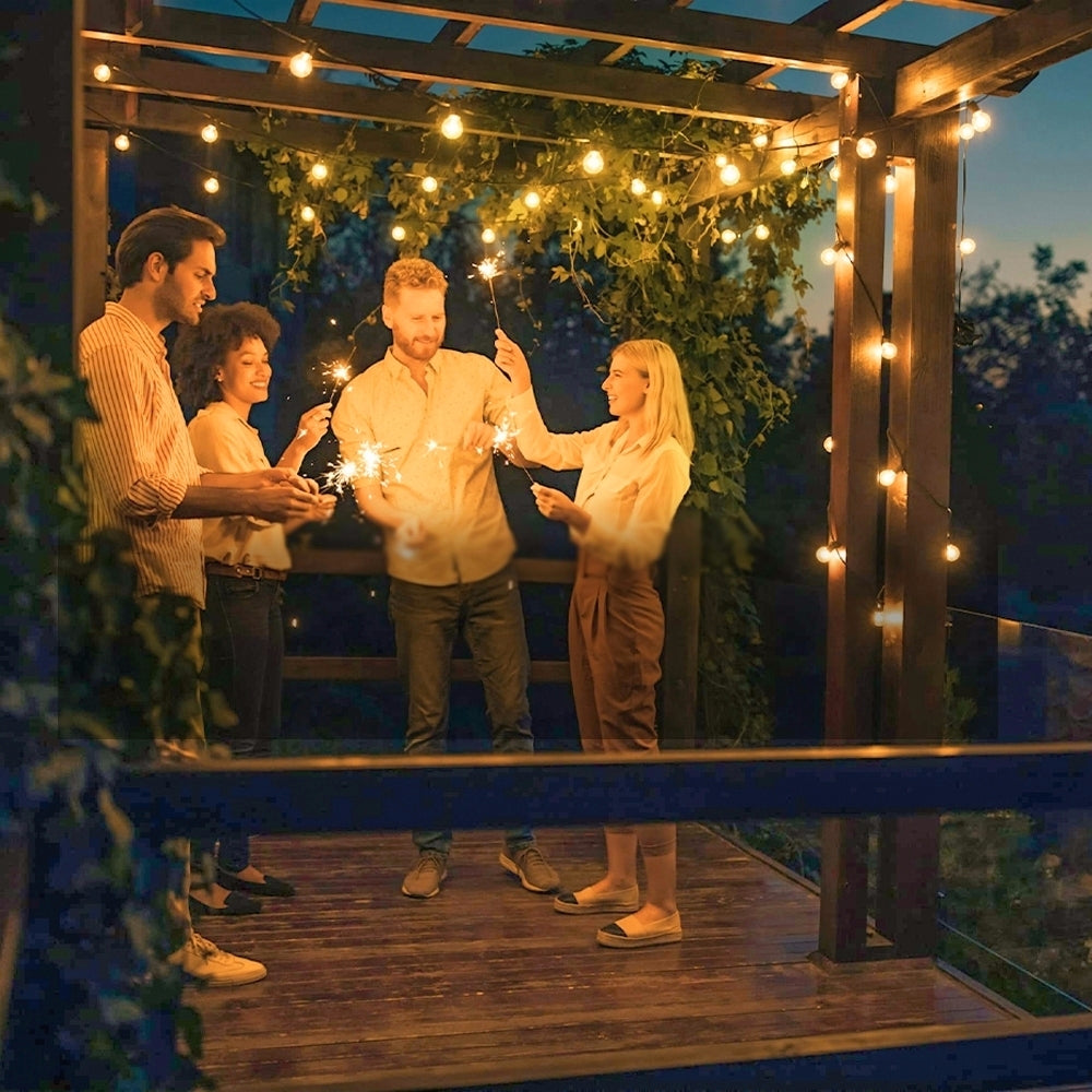 15.25m/20.13m/30.49m G40 Solar Light String, Ip44 Waterproof Outdoor Solar Light Chain/Crystal Fairy Light, With Remote Control And Adjustable Brightness, Ideal For Decorative Lighting In Gardens, Terraces, Balconies, Barbecues, Parties, And Corridors
