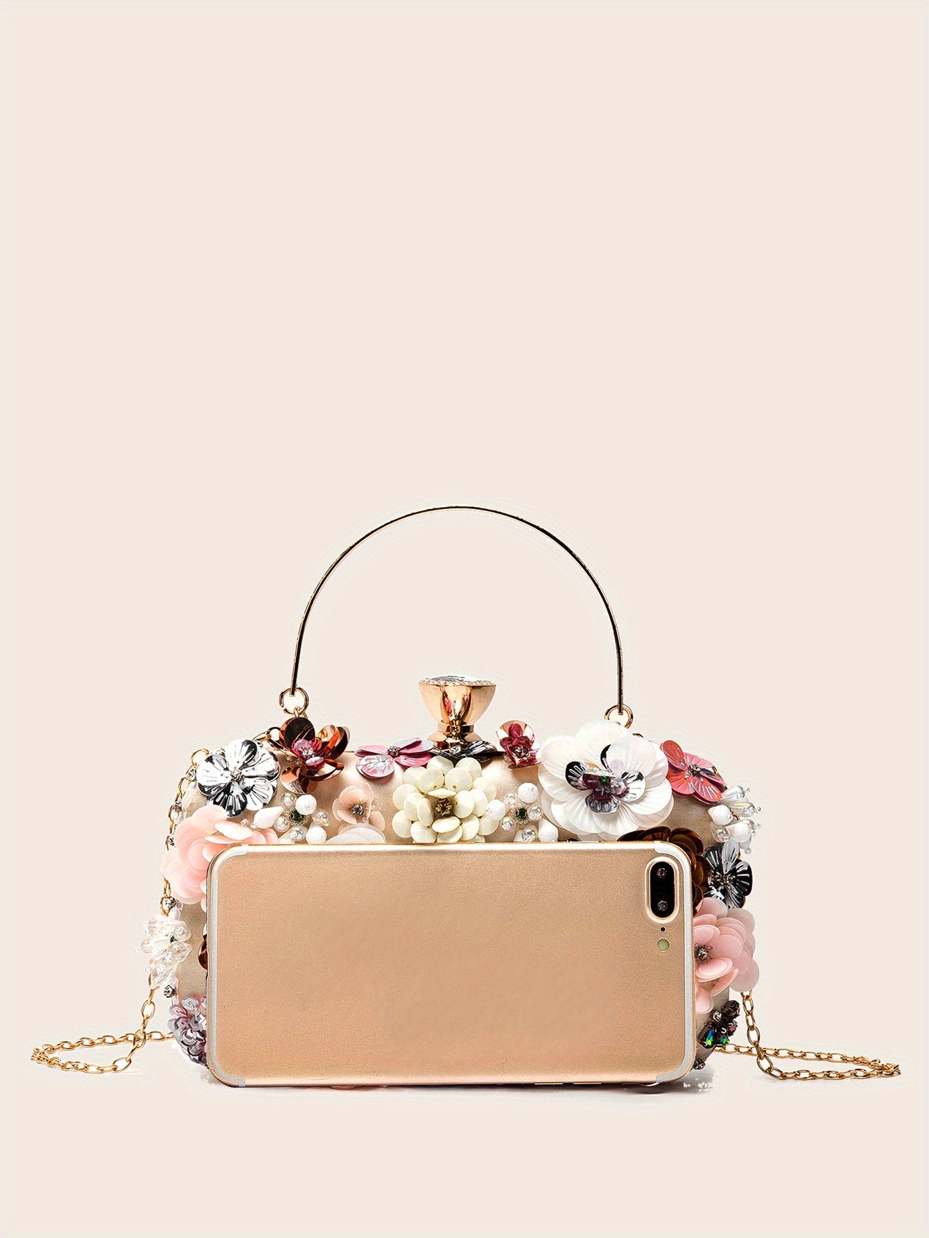 Chic Rhinestone Clutch Measuring 19.99cm X 11.0cm X 4.5cm, Featuring a Delicate Mini Flower Design, Perfect for Women'S Parties, Dinners, And Carnivals