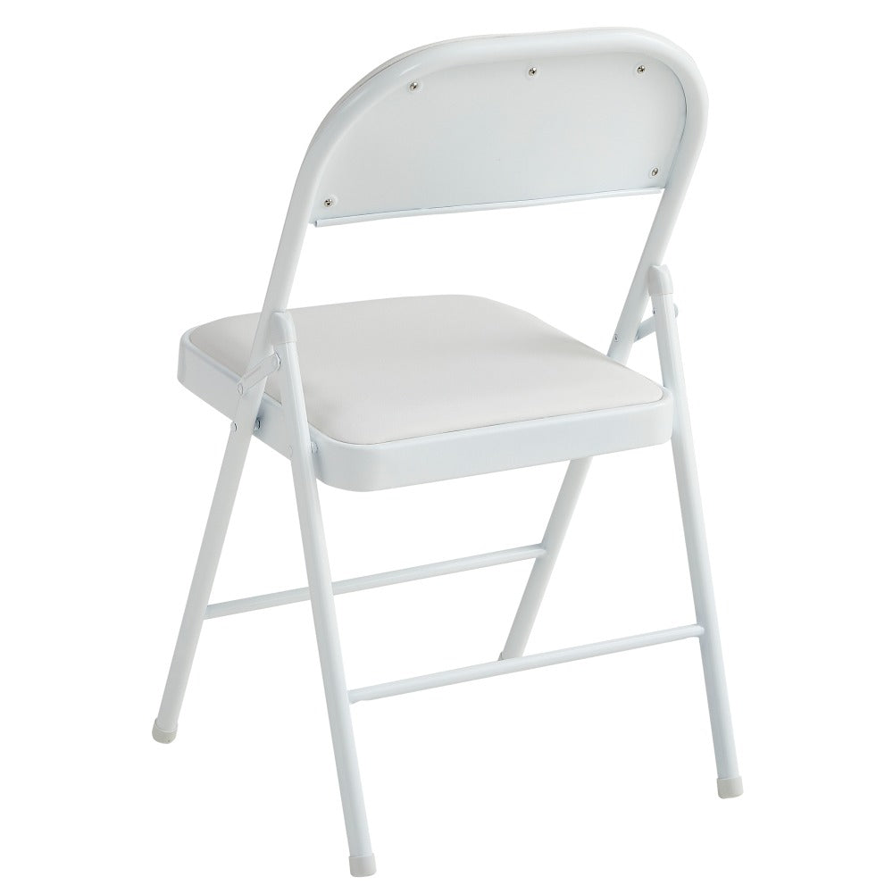 Faux Leather Folding Chairs Set of 4 with Metal Frame & Padded Seat – Foldable Dining, Office & Reception Chairs, Easy Fold & Store, 7 Colours