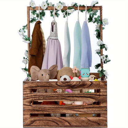 Wooden Baby Shower Basket, Baby Basket with Handle, Baby Shower Gifts, Attractive Closet Baby Clothes Rack for New Born Baby Shower, Pregnancy Gifts for New Parents