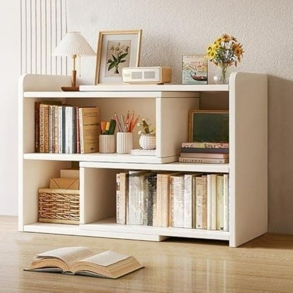 Expandable Desktop Bookcase, Freestanding Multi-layer Bookshelves, Adjustable Width Bookshelf Book Shelf Storage Unit, Multifunctional Storage Rack Book Shelf for Home Office Storage Organization