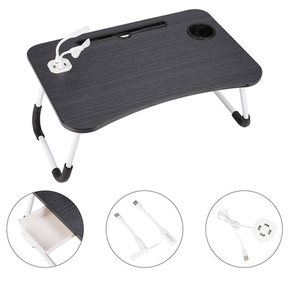1pc Portable Laptop Desk with Cup Holder & Tablet Slot - Adjustable Bed Tray Table for Work/Eating, Foldable Sofa Desk for Living Room/Bedroom, 23.62×15.75×10.24inch