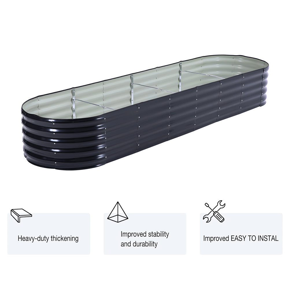 Extra Large Raised Beds for Garden, Oval Planter Box with Plant Climbing Frame, Outdoor Raised Planters for Vegetables, Flowers & Herbs, Bottomless Metal Garden Bed