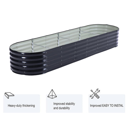 Extra Large Raised Beds for Garden, Oval Planter Box with Plant Climbing Frame, Outdoor Raised Planters for Vegetables, Flowers & Herbs, Bottomless Metal Garden Bed
