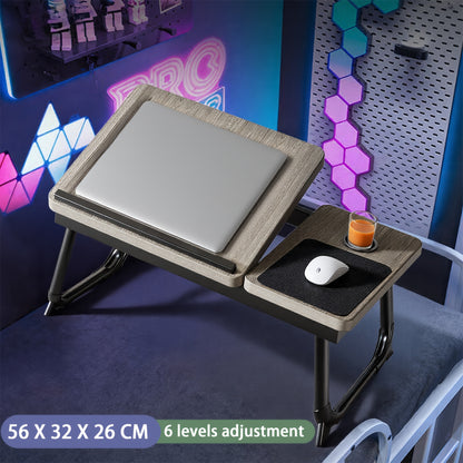 Laptop Desk with Mouse Pad, Foldable Legs and Cup Holder, Adjustable Height and Angle Bed Tray for Reading, Work, Study, and Breakfast on Bed or Sofa - Includes Free Mouse Pad!