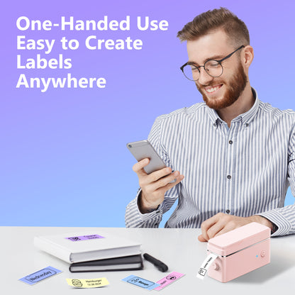 Mini Label Maker with Tape, P31S Portable Thermal Printer, Sticker Making Label Maker with Multiple Templates, Wireless Connectivity&Durable, For Organizing Storage Devices, Office, Home