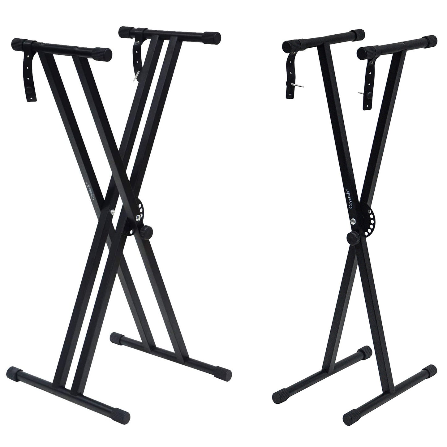 X-Frame Keyboard Stand - Height Adjustable Single/Double Braced for Keyboards, Synthesisers and Digital Pianos - Black