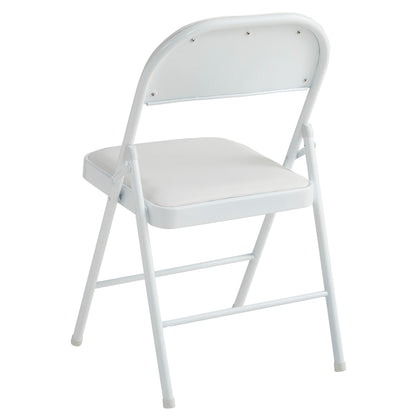 Set of 4 Folding Chairs, Faux Leather Foldable Chairs with Metal Frame and Padded Seat, Easy to Fold and Store for Home, Office, Dining and Reception