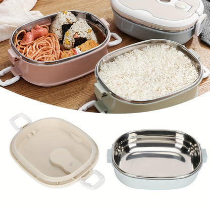 1Pc Durable Insulated Lunch Box With Lid Portable Stainless Steel Insulated Thermal Food Container Heat Insulation, Food Container, Leak-Proof Food Storage Container, Keep Food Warm For Office And Picnic, Kitchen Supplies